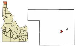 Location of Bonners Ferry in Boundary County, Idaho.