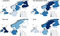 Distribution of citizen science data published to the Global Biodiversity Information Facility (GBIF) by taxa for countries in Northern Europe