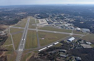 Hanscom Field runway aerial