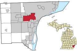 Location within Wayne County