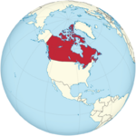 Canada on the globe (North America centered).svg