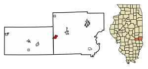 Location of Casey in Clark County, Illinois.