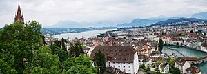 Lucerne city, lake and mountains