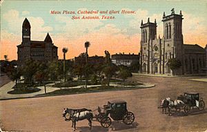 Main Plaza, Cathedral, and Court House, San Antonio, Texas