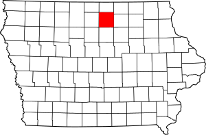 Map of Iowa highlighting Cerro Gordo County