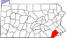 Map of Pennsylvania highlighting Chester County.svg