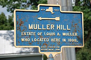 New York State historic marker – Arrow Muller Hill