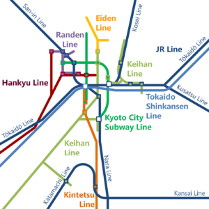 Railway map around Kyoto City