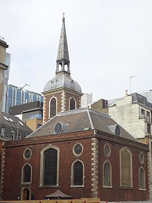 St Mary Abchurch (looking across empty site of 135 Cannon Street)