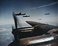 Avro Lancasters flying in loose formation