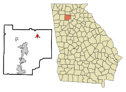 Location in Cherokee County and the state of Georgia