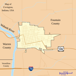 Map of Covington, Indiana