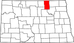 State map highlighting Towner County