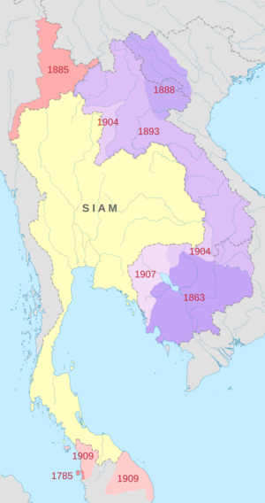 Map of Siam (territorial cessions)