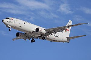 US Navy P-8 Poseidon taking off at Perth Airport