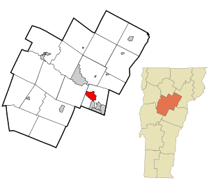 Location in Washington County and the state of Vermont