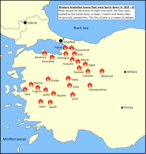 Burnt down Western Anatolian towns