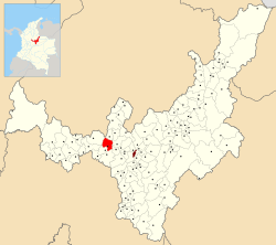 Location of the municipality and town of Sutamarchán in the Boyacá Department of Colombia