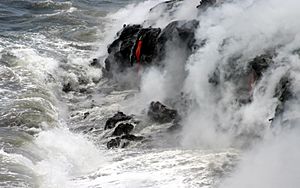 Pāhoehoe lava meets Pacific