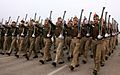 A Delhi Police marching contingent passes through the Rajpath during the rehearsal for the celebration of 60th Republic Day -2009, in New Delhi on January 06, 2009