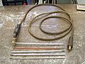 Arc welding electrodes and electrode holder.triddle