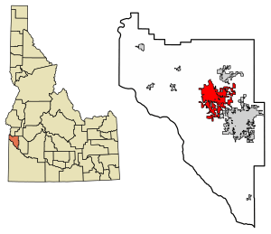 Location of Caldwell in Canyon County, Idaho.