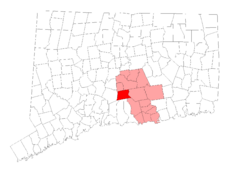 Durham's location within Middlesex County and Connecticut