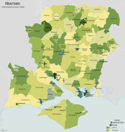 Hampshire Administrative Map 1832