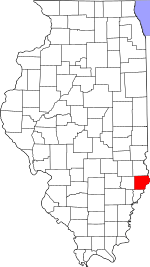 Map of Illinois highlighting Lawrence County