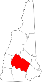 Map of New Hampshire highlighting Merrimack County