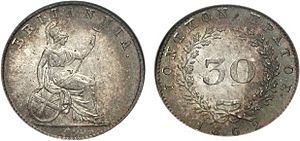 30 oboli, Ionian Islands, 1862