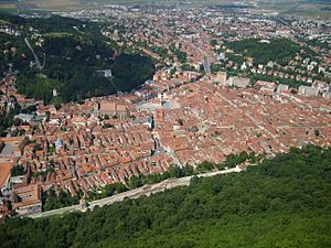 Old Braşov viewed from the top of the Tâmpa Mountain