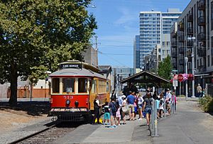 Car 513 at Bancroft St terminus of Willamette Shore Trolley line (2018)