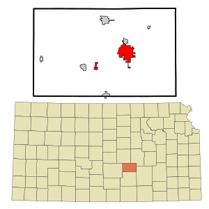 Location within Harvey County and Kansas