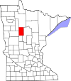 State map highlighting Hubbard County