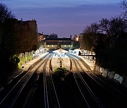 Putney Railway Station at dusk - March 2011