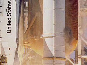 STS-51-L grey smoke on SRB