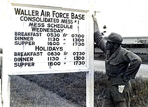 Waller AFB mess hall sign