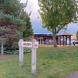 Arlesey Village Hall and sign