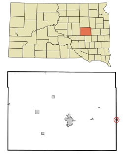 Location in Beadle County (and Kingsbury County) and the state of South Dakota and the state of South Dakota