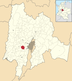 Location of the municipality and town inside Cundinamarca department of Colombia