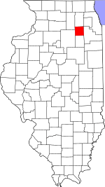 Map of Illinois highlighting Kendall County