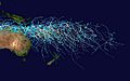 South Pacific cyclone tracks 1980-2005