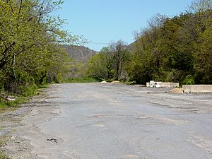 Turnpike stub following bridge demolition