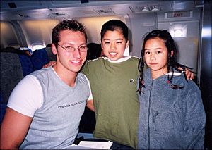 Ian Thorpe on a plane