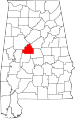 State map highlighting Bibb County