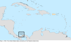 Map of the change to the United States in the Caribbean Sea on May 4, 1904