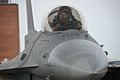 A U.S. Air Force Airman from the 169th Fighter Wing conducts post flight tasks in an F-16 Fighting Falcon aircraft during a phase II operational readiness evaluation at McEntire Joint National Guard Base, S.C. 080412-F-WT236-013