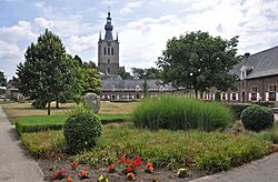 Begijnhof and the tower of the Church of Our Lady