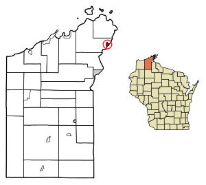 Location of Bayfield in Bayfield County, Wisconsin.